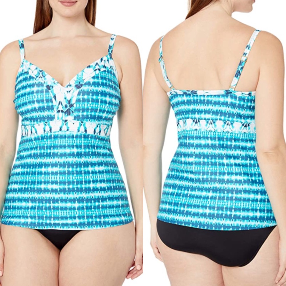 Tankini tie-dye navy, teal and white swimsuit size S-M